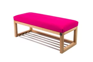 Ławka na buty LPG-4 125cm EMRAWOOD drewno lite kolor naturalny siedzisko gładkie kolor różowy - Ławki do przedpokoju - miniaturka - grafika 1