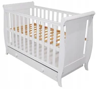 Łóżeczka i kojce - Łóżeczko dziecięce Misza 120x60 z szufladą białe gryzaki norma UE - miniaturka - grafika 1