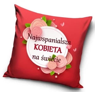 Poszewka dekoracyjna, 40x40, czerwona z nadrukiem, JDH-24 - Poszewki na poduszki - miniaturka - grafika 1