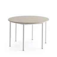 Meble do szkół i przedszkoli - Biurko SONITUS PLUS, Ø1200x760 mm, popielaty laminat, biały - miniaturka - grafika 1