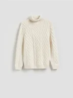 Swetry męskie - Reserved - Strukturalny sweter z golfem - złamana biel - miniaturka - grafika 1