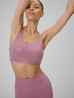 Bielizna sportowa damska - 4F Biustonosz do jogi z niskim wsparciem damski - różowy XL - miniaturka - grafika 1