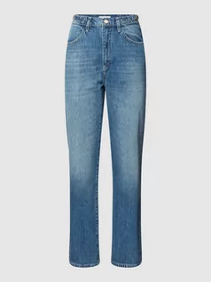 Spodnie damskie - Jeansy o kroju straight fit z wysokim stanem z bawełny - grafika 1