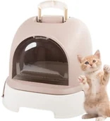 Kuwety dla kotów - Kuweta dla kota duża zamknięta na żwirek łopatka wytrzymała wysuwana - miniaturka - grafika 1