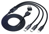 Kable USB - 3mk Hyper Cable 3w1 USB-A/C do USB-C/microUSB/Lightning 1.5m czarny - miniaturka - grafika 1