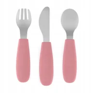 Sztućce dla dzieci - PETITE&MARS Sztućce dla dzieci z nierdzewnej stali Dusty Rose 12m+ - miniaturka - grafika 1