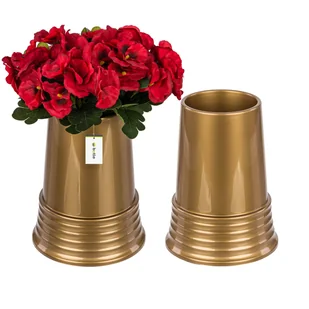 2 x Flakon wazon Złoty cmentarny znicz stożek 24x18,5 cm kompozycja nagrobna - Wazony i flakony 2 x Flakon wazon Złoty cmentarny znicz stożek 24x18,5 cm kompozycja nagrobna - Wazony i flakony - miniaturka - grafika 1