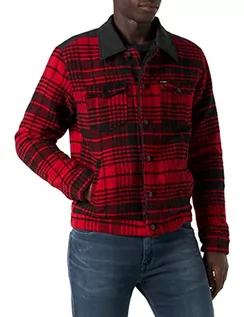 Kurtki męskie - Wrangler Wool Trucker Jacket męska kurtka, Lava Red, 3XL - grafika 1