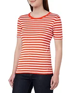 Koszulki i topy damskie - United Colors of Benetton Koszulka damska, Czerwony Wzór W Paski 9t5, M - miniaturka - grafika 1