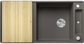 Zlewozmywaki - Zlewozmywak granitowy BLANCO Axia III XL 6 S-F Silgranit Wulkaniczny szary + deska jesionowa 527237 - miniaturka - grafika 1