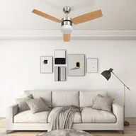 Wentylatory sufitowe - VidaXL Lumarko Wentylator sufitowy z lampą i pilotem, 108 cm, jasnobrązowy 51490 VidaXL - miniaturka - grafika 1