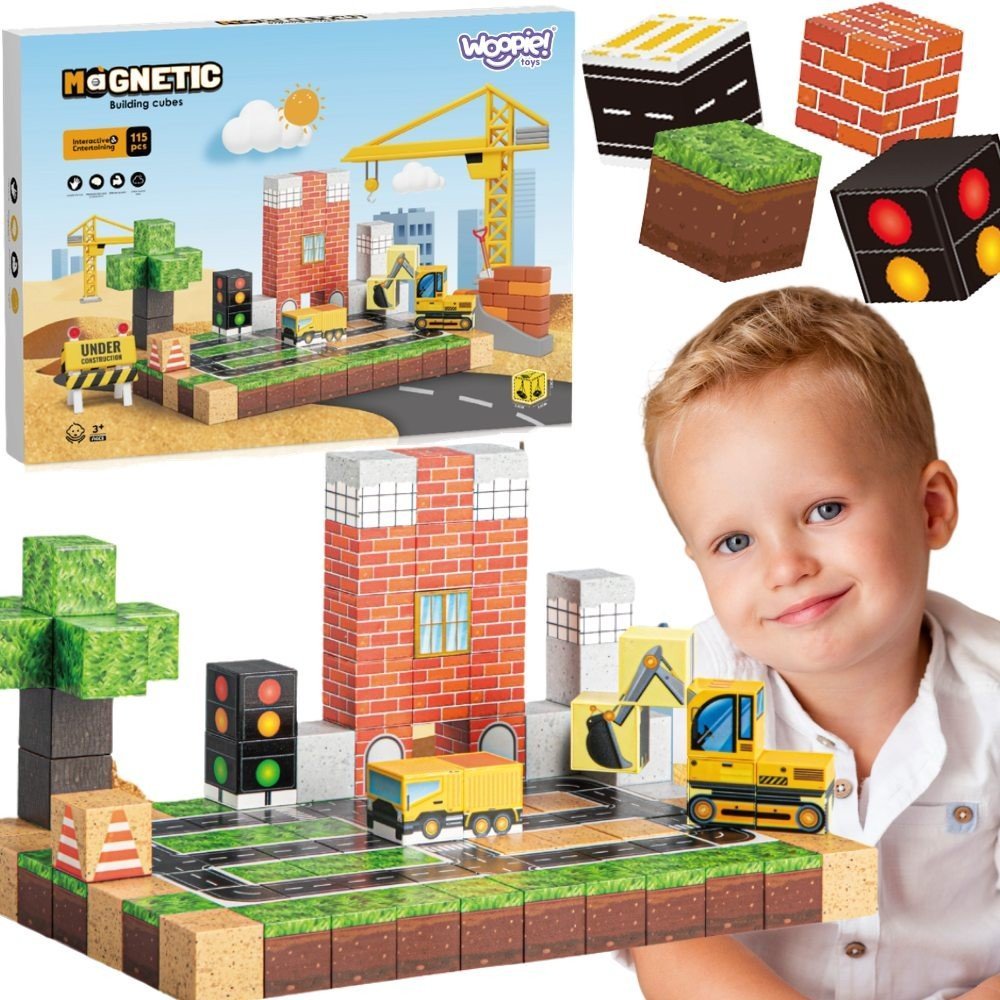 WOOPIE Klocki magnetyczne Plac Budowy 115 el.
