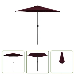 The Living Store Parasol ogrodowy na aluminiowym słupku - 270x246 cm - bordowy - Parasol Ogrodowy - Parasole ogrodowe - miniaturka - grafika 1