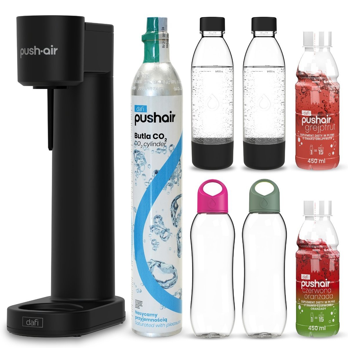 Saturator PushAir Dafi+ nabój CO2 + 2xButelka 0,7+ 2xBidon + 2xSuplement