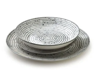 STRIPES GREY Komplet obiadowy 18cz.27/19/20cm miska 550ml - Miski i półmiski - miniaturka - grafika 1