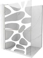Ścianki i drzwi prysznicowe - Mexen Kioto+ L ścianka prysznicowa z półką Walk-in 80 x 200 cm, biały wzór, nikiel szczotkowany - 800-080-123-97-97 - miniaturka - grafika 1