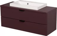 Szafki łazienkowe - Szafka łazienkowa burgundowa z umywalką nablatową czarny uchwyt 100 cm Magnolia Gante - miniaturka - grafika 1