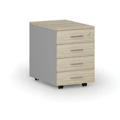 Szafki biurowe - Kontenerek biurowy mobilny PRIMO GRAY, 4 szuflady, szary/dąb naturalny - miniaturka - grafika 1