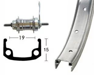 Bike-Parts Bike-Parts Tylne koło Koło tylne 20x1.75 36L hamulec nożny, silver  2021 Piasty miejskie i trekkingowe 2142002100 - Piasty rowerowe - miniaturka - grafika 1