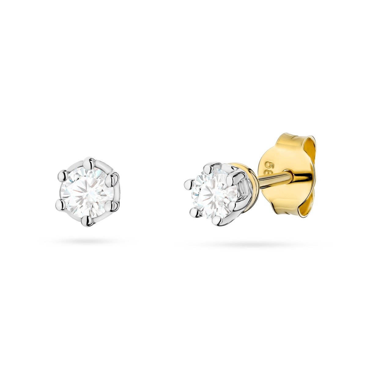 Złote kolczyki K0068 Diament Laboratoryjny 2 x 0,15ct żółte złoto pr. 585