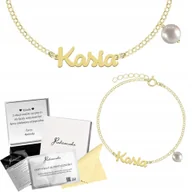 Bransoletki - Bransoletka Złota z Imieniem Napisem Perła 925 Prezent Biżuteria DEDYKACJA - miniaturka - grafika 1