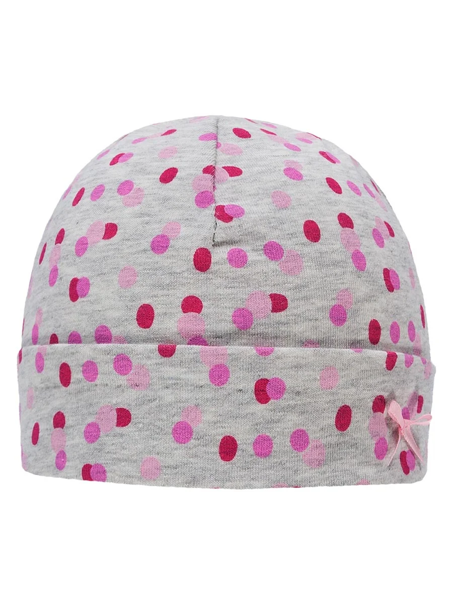 Dziewczęca czapka dzianinowa w grochy szara Döll r.39
