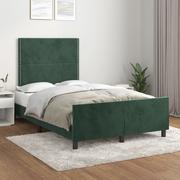 Łóżka - Lumarko Rama łóżka z zagłówkiem, ciemnozielona, 120x200 cm, aksamitna - miniaturka - grafika 1