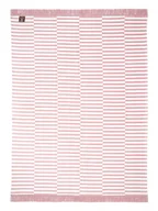 Koce - Koc bawełniano-akrylowy 150x200 biały różowy w plażowe paski - miniaturka - grafika 1