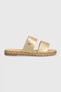 Tommy Hilfiger klapki skórzane TH GOLD FLAT ESPADRILLE SANDAL damskie kolor złoty FW0FW07932 - Klapki i japonki damskie - miniaturka - grafika 1