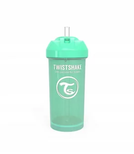 Twistshake Butelka ze słomką 360 ml 12 + m Pastelowy zielony - Bidony dla dzieci - miniaturka - grafika 1