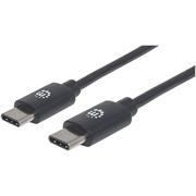 Kable USB - Manhattan Kabel USB-C 2.0 M/M 60W 3A PD QC 480Mbps 1m czarny - miniaturka - grafika 1