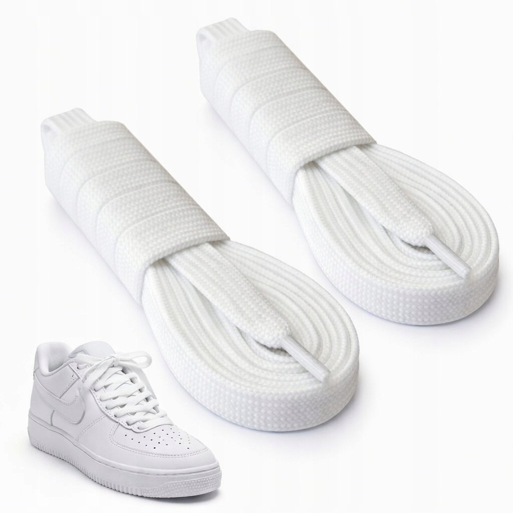 SZNUROWADŁA SZNURÓWKI PŁASKIE SZEROKIE BIAŁE 150CM DO SNEAKERSÓW TRAMPEK