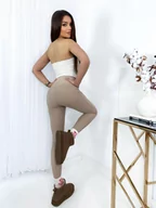 Legginsy - NOWOŚĆ LEGGINSY PRĄŻEK PUSH UP MIELCZARKOWSKI POLSKI PRODUKT  - BEŻOWE - miniaturka - grafika 1