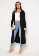 Swetry damskie - Czarny Długi Klasyczny Kardigan Zapinany na Guziki Lucete - miniaturka - grafika 1