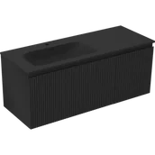 Szafki łazienkowe - Mexen Rivel szafka łazienkowa 120 cm z umywalką Vela lewą, 1S, 1D, ryflowana, czarna mat - 91A23-12047-3-BBFF71-W23L71 - miniaturka - grafika 1