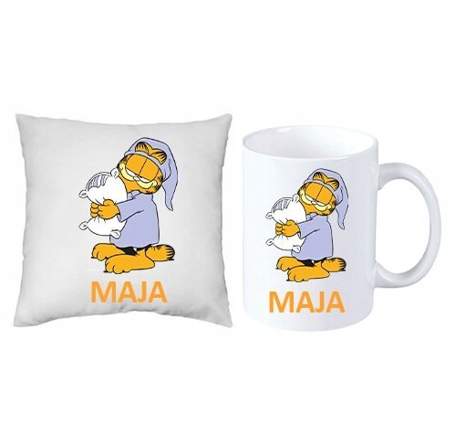 Zestaw Przedszkole Garfield PODUSZKA + KUBEK +IMIĘ