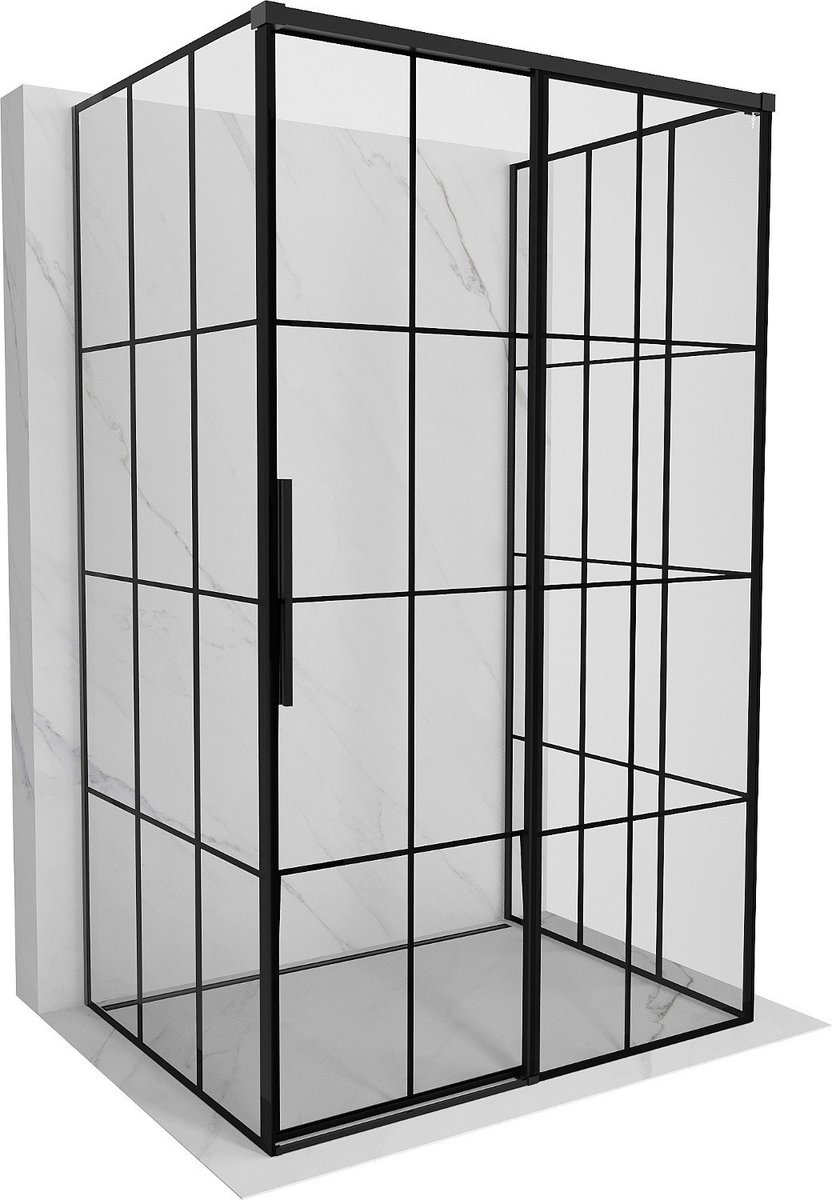 Mexen Rox-3S kabina prysznicowa 3-ścienna rozsuwana prawa 150 x 90 cm, czarna kratka, czarna - 8C2-150-090-70-77-3S-P