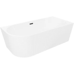 Mexen Silo wanna wolnostojąca narożna prawa ryflowana 150 x 75 cm, biała, przelew czarny - 52891507500P-70 - Wanny - miniaturka - grafika 1