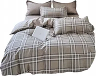Pościel - KOMPLET POŚCIELI 160X200 POŚCIEL BAWEŁNA SATYNOWA 2x POSZEWKI 70X80 KRATA - miniaturka - grafika 1
