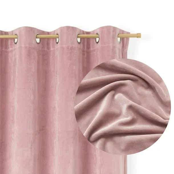 ZASŁONA WELUROWA NA PRZELOTKACH 140x250 Velvet gruba Welur PUDROWY RÓŻ