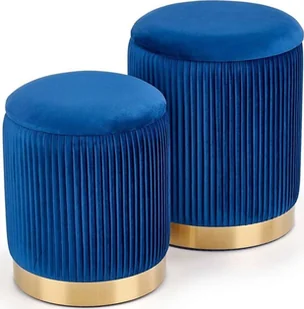 Elior Zestaw puf okrągłych Lora - granat - Pufy i podnóżki - miniaturka - grafika 1