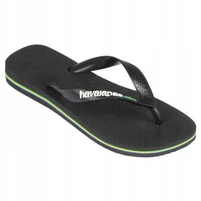 HAVAIANAS KLAPKI MĘSKIE CZARNE Z DELIKATNYM PASKIEM I LOGO 25-26 1J8A