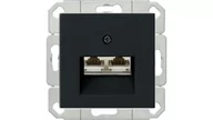 Gniazdka elektryczne - Gniazdo komputerowe podw. RJ45 cat. 6 Gira System 55 czarny mat - miniaturka - grafika 1