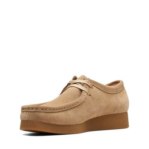 Clarks Damskie trampki Wallabeeevo Premium, Ciemny piaskowy zamsz, 42 EU
