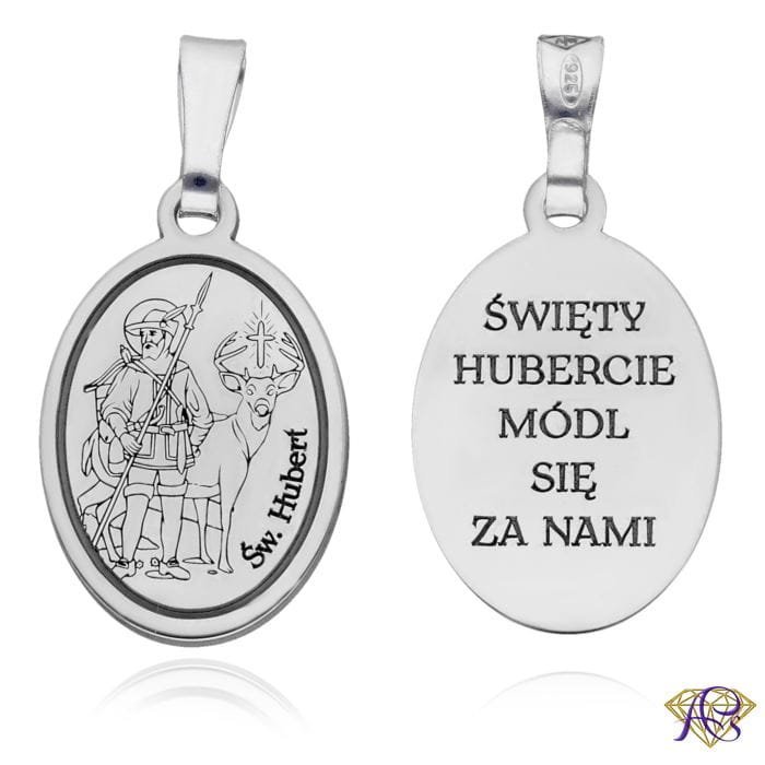 Srebrny medalik Ag 925 rodowany Św. Hubert MDC100R