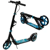 Hulajnogi - HULAJNOGA DUŻA SKŁADANA AMORTYZATOR MIEJSKA HAMULEC 100 KG NIEBIESKA SOLIDNA - miniaturka - grafika 1