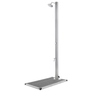 vidaXL Lumarko Prysznic ogrodowy z szarą podstawą, 220 cm, stal nierdzewna 3070793 - Akcesoria do basenów - miniaturka - grafika 1