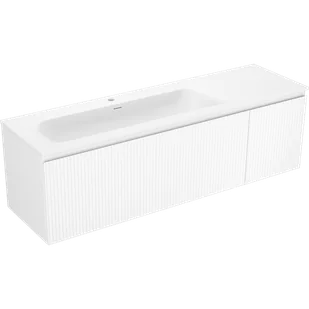 Mexen Rivel szafka łazienkowa 160 cm z umywalką Vela lewą, 1S, 1D, ryflowana, biała mat - 91A23-16047-3-BBFF01-W23L01 - Szafki łazienkowe - miniaturka - grafika 1