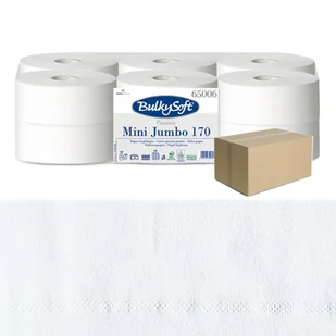Papier toaletowy mini jumbo długi 170m biały gładki 2 warstwy Bulkysoft Premium 72 rolek - Papier toaletowy - miniaturka - grafika 1