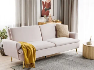 Sofa rozkładana VETTRE Jasnobeżowy Welur Lumarko! - Sofy i kanapy - miniaturka - grafika 1